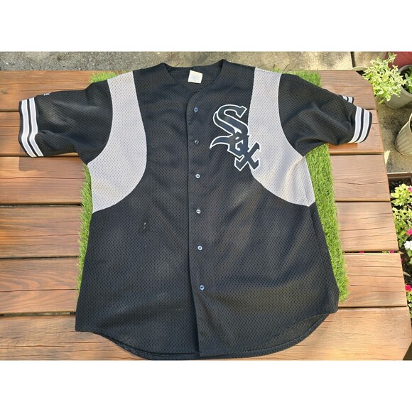 Off The Bench Other - Vintage 90s Chicago White Sox Button Up Mesh Jersey XL Made In USA  Black Gray